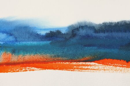  Abstract watercolor and acrylic flow blot painting. Color canvas texture background. の写真素材