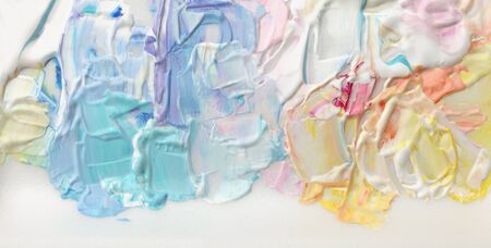 Abstract acrylic and watercolor smear blot painting.  Color horizontal texture background.の写真素材