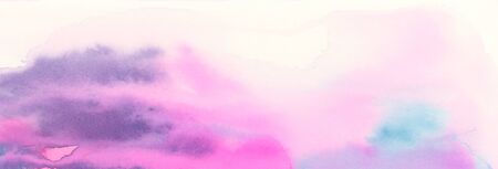 Abstract watercolor flow blot painting. Color long horizontal texture background.の写真素材