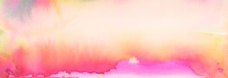 Abstract watercolor flow blot painting. Color long horizontal texture background.の写真素材