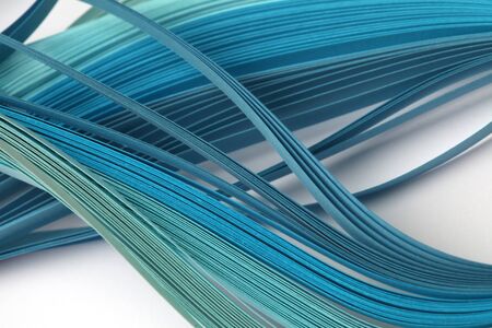 Abstract blue (turquoise) color strip wave paperの写真素材
