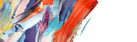 Abstract acrylic and watercolor smear blot painting. Color texture horizontal background.の写真素材