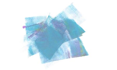 Abstract blue acrylic and watercolor blot painting. Monotype template. Canvas texture background. Isolated on white.の写真素材