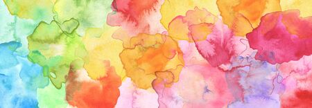 Watercolor smear blot painting. Canvas texture horizontal abstract background.の写真素材