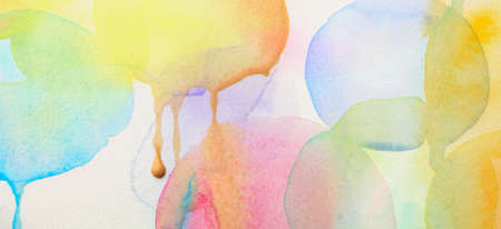Flow circle Abstract watercolor and acrylic painting. Color canvas texture horizontal background.の写真素材