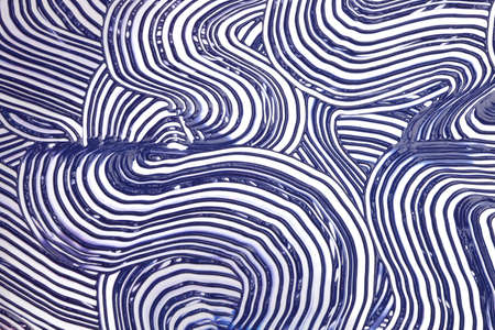 Abstract blue color acrylic wave painting. Canvas vintage grunge texture horizontal background.