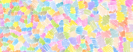 Color Pencil and crayon scribble. Abstracr horizontal long background.
