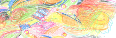 Color Pencil and crayon scribble. Abstracr horizontal long background.の写真素材