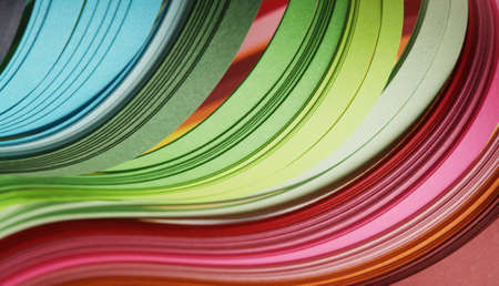 Abstract rainbow color strip wave paper horizontal background.の写真素材