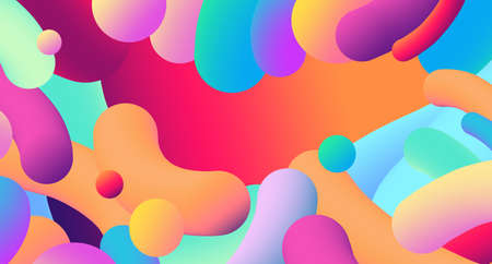 Digital Illustration. Color blot abstract saturated horizontal background.の写真素材