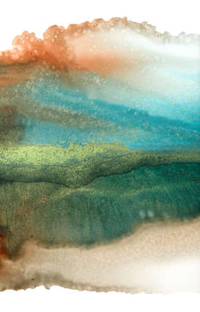 Art Abstract watercolor painting blots vertical background. Alcohol ink colors. Marble texture.の写真素材