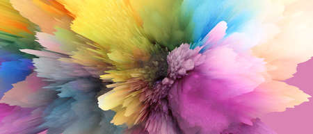 Digital Illustration. Color rainbow splash. Abstract horizontal background.の写真素材