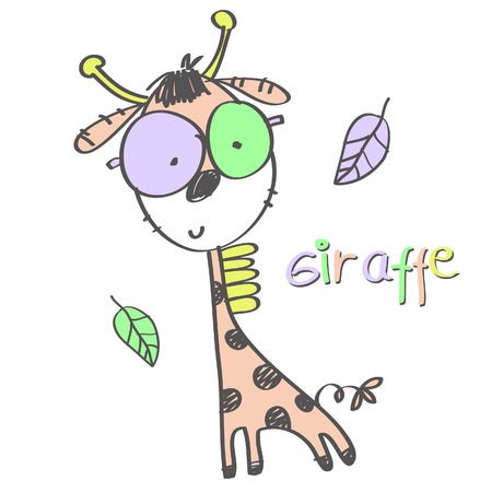 giraffe cartoon illustrationのイラスト素材