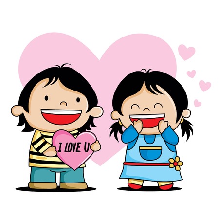cartoon charakter love valentinesのイラスト素材