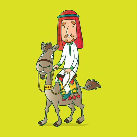 muslim cartoon riding a camel, arabian muslimのイラスト素材