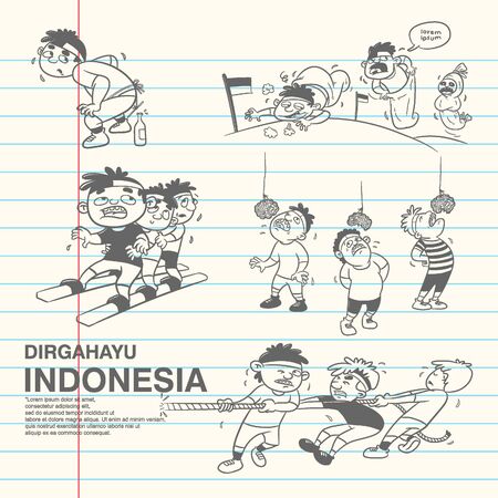 dirgahayu or celebration indonesia independence day, traditional game vectorのイラスト素材