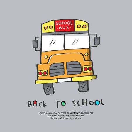 cute school bus cartoon vector, back to school designのイラスト素材