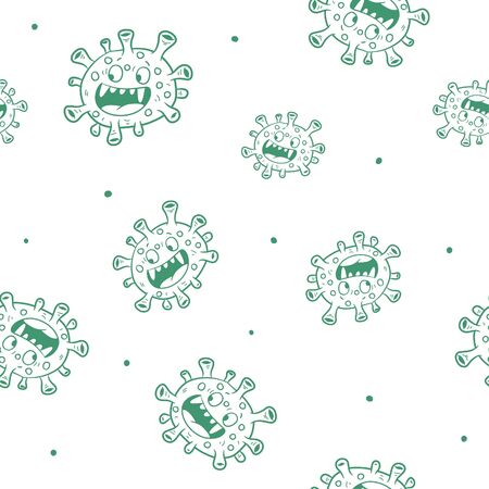 pattern cartoon virus illustration, background vectorのイラスト素材