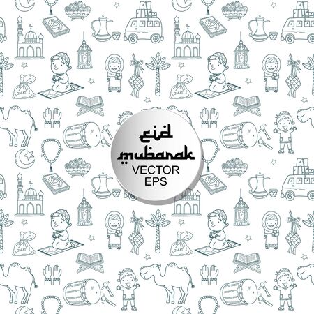 pattern vector eid mubarak, big day of moslem illustrationのイラスト素材
