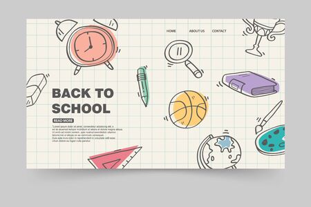 landing page template back to school, paper backgroundのイラスト素材