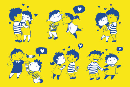 Set of romantic in love couple cartoonのイラスト素材