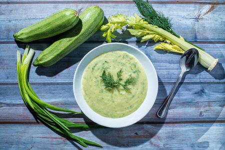 vegetable soup of celery and zucchiniの写真素材