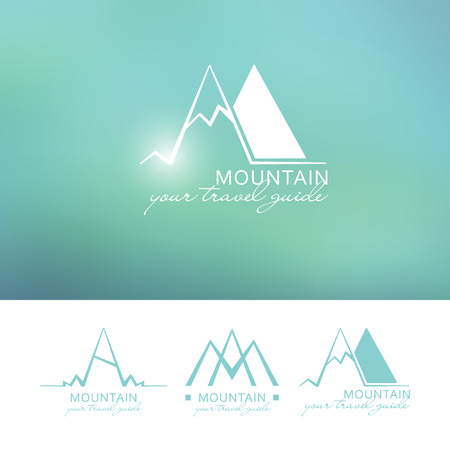Mountains logo vector. Abstract symbol landscape. Mountains in sunshine logo concept. Icon mountainのイラスト素材