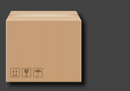 Cardboard Box Clip Art on a gray backgroundの写真素材