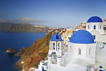 Santorini  Image of small village Oia, located on beautiful greek island Santorini の写真素材