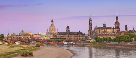 Panoramic image of Dresden during summer sunset.の写真素材