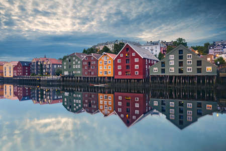 Trondheim. Image of norwegian city of Trondheim during twilight blue hour.
