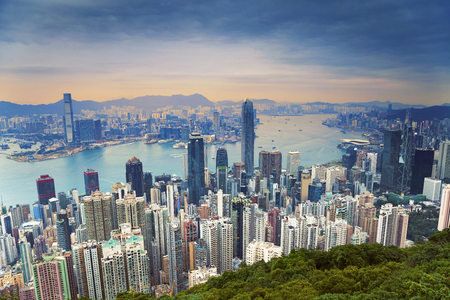 Hong Kong. Image of Hong Kong skyline view from Victoria Peak.の写真素材