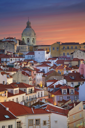 Lisbon. Image of Lisbon, Portugal during dramatic sunrise.の写真素材