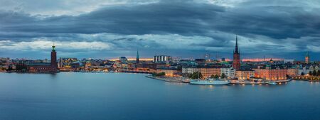 Stockholm. Panoramic image of Stockholm, Sweden during sunset.の写真素材