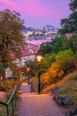 Prague at sunrise. Cityscape image of Prague, capital city of Czech Republic with at autumn sunrise.の写真素材