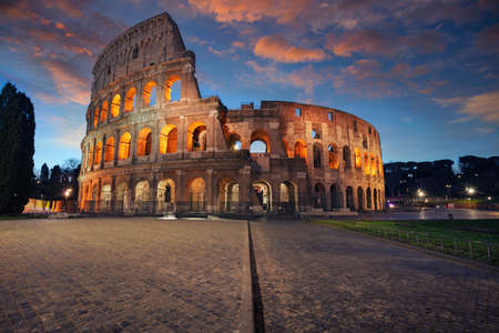 Colosseum, Rome, Italy. Image of iconic Colosseum in Rome, Italy at beautiful sunrise.の写真素材