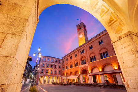 Treviso, Italy. Cityscape image of historical center of Treviso, Italy with old square at sunrise.の写真素材