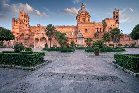 Palermo Cathedral, Sicily, Italy. Cityscape image of famous Palermo Cathedral in Palermo, Italy at sunrise.の写真素材
