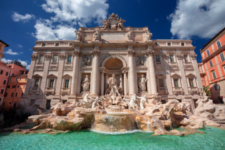 Trevi Fountain, Rome, Italy. Cityscape image of Rome, Italy with iconic Trevi Fountain at sunny day.の写真素材