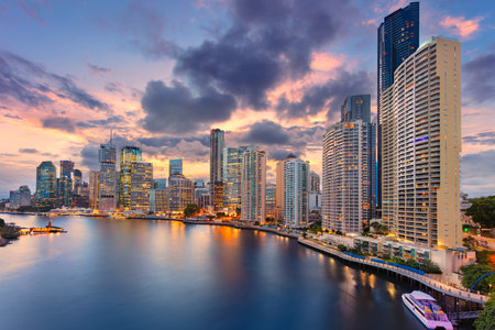 Brisbane, Australia. Cityscape image of Brisbane skyline, Australia at beautiful summer sunset.の写真素材