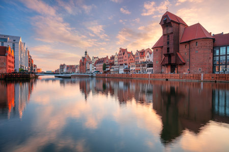 Gdansk, Poland. Cityscape image of old town Gdansk, Poland at beautiful sunset.の写真素材