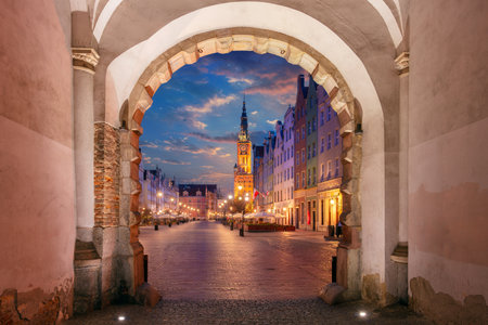 Gdansk, Poland. Cityscape image of Gdansk, Poland with old town square at sunrise.