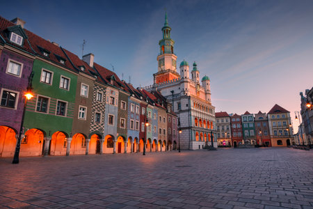 Poznan, Poland. Cityscape image of Old Market Square in Poznan, Poland at beautiful sunrise.の写真素材