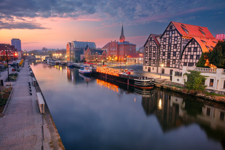 Bydgoszcz, Poland. Cityscape image of old town Bydgoszcz, Poland with old granaries and Brda river...