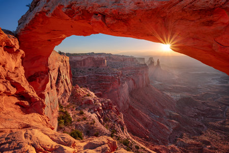 Mesa Arch, Canyonlands National Park, Utah, USA. Landscape image of Mesa Arch, Canyonlands National Park, Utah, USA at autumn sunrise.の写真素材