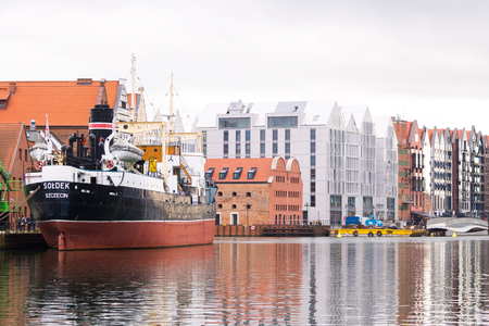 Gdansk, Poland, Motlawa river - 10/10/2019: old town