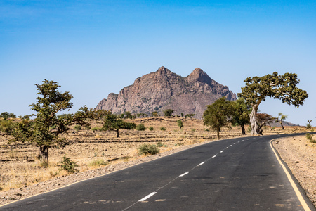 Landscape view of the Simien Mountains National Park in Northern Ethiopiaの写真素材