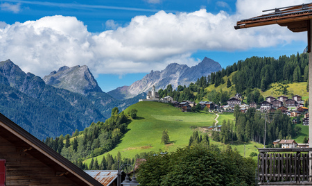 Dolomites, town of Selva di Cadore, Veneto, Italyの写真素材