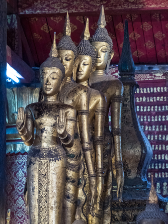 The buddhist temple Vat May Souvannapoumaram at Luang Prabang, Laosの写真素材
