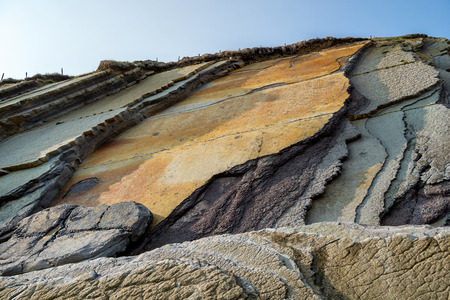 The Acantilado Flysch in Zumaia - Basque Country. Flysch is a sequence of sedimentary rock layers...